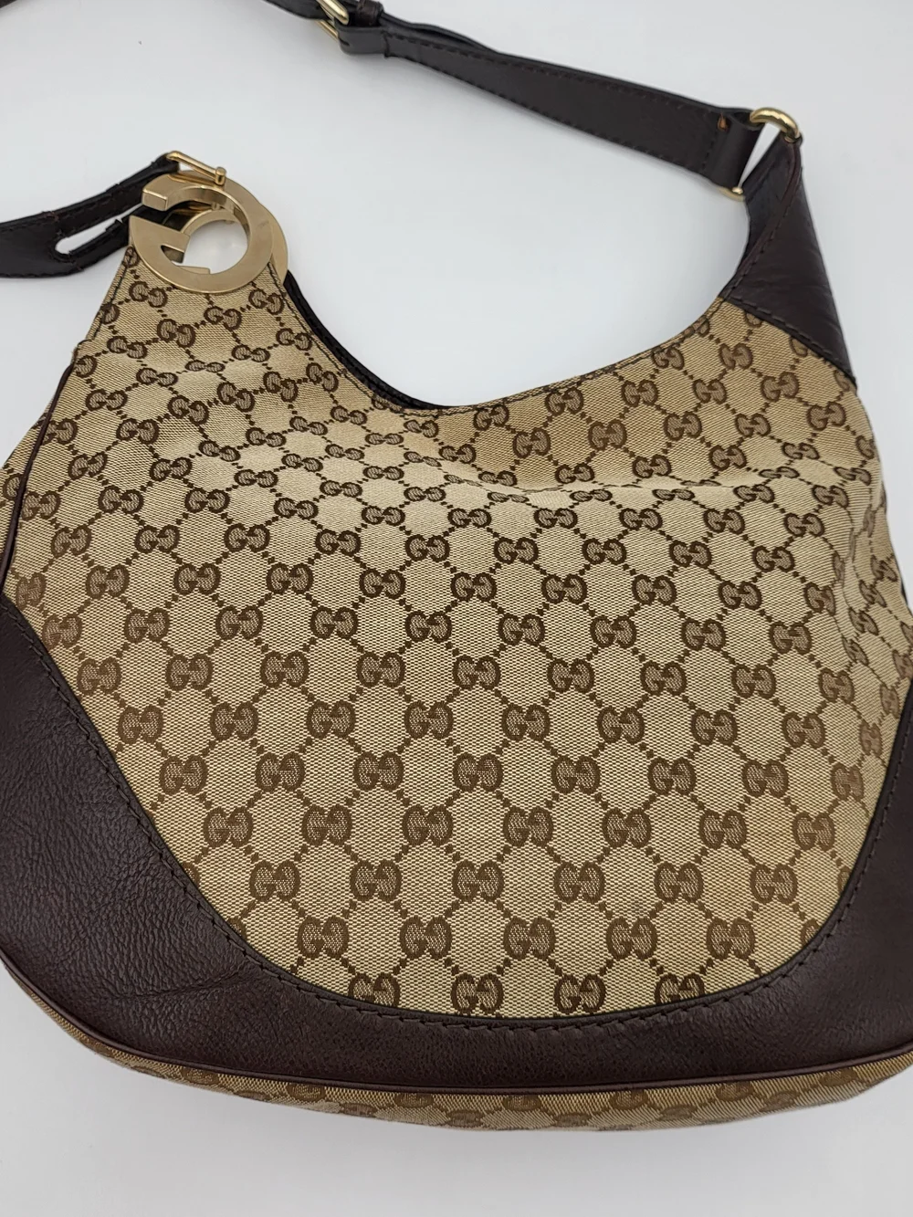 GUCCI Monogram Medium Charlotte Hobo Brown,, Authentic!!